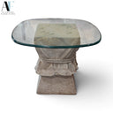 GLASS TOP PEDISTAL END TABLE