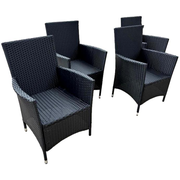 Set of 4 Resin Wicker Arm Chairs