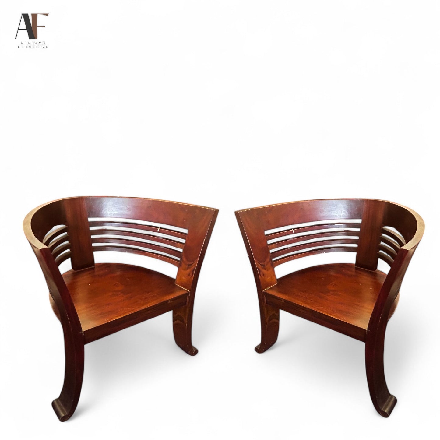 TEAK BARREL CHAIRS (PAIR)