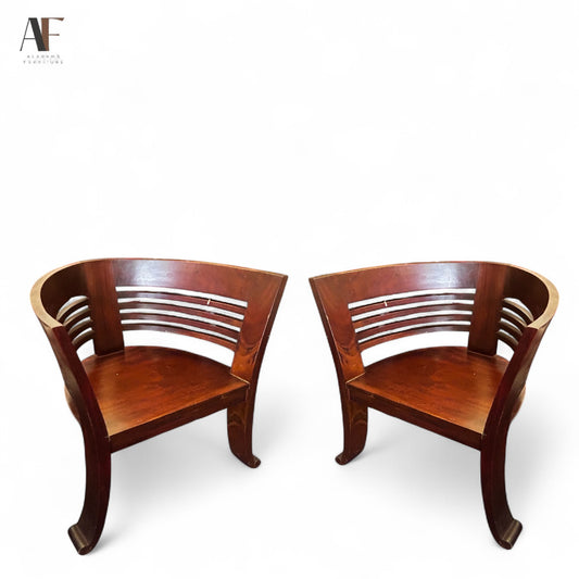 TEAK BARREL CHAIRS (PAIR)