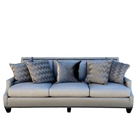 Nailhead Gray Sofa W/ Pillows