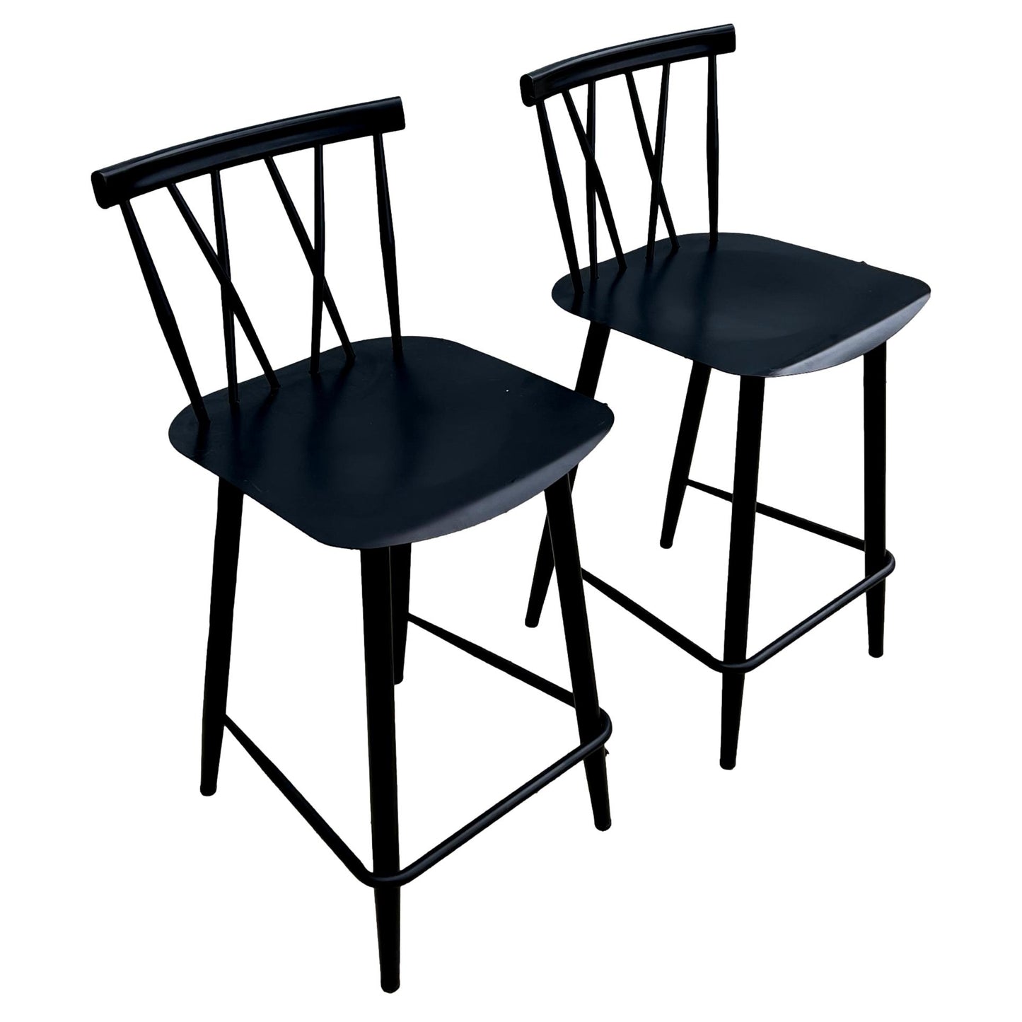 Pair of Black Aluminum Counter Stools