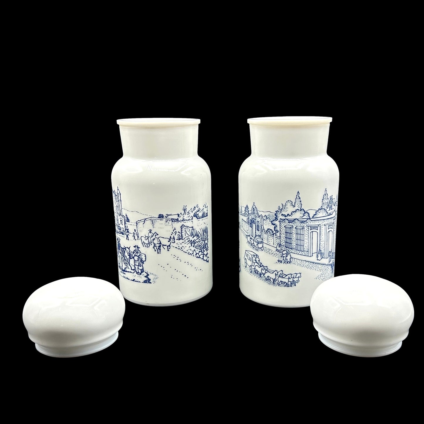 Pair of Apothocary Milk Glass Jars