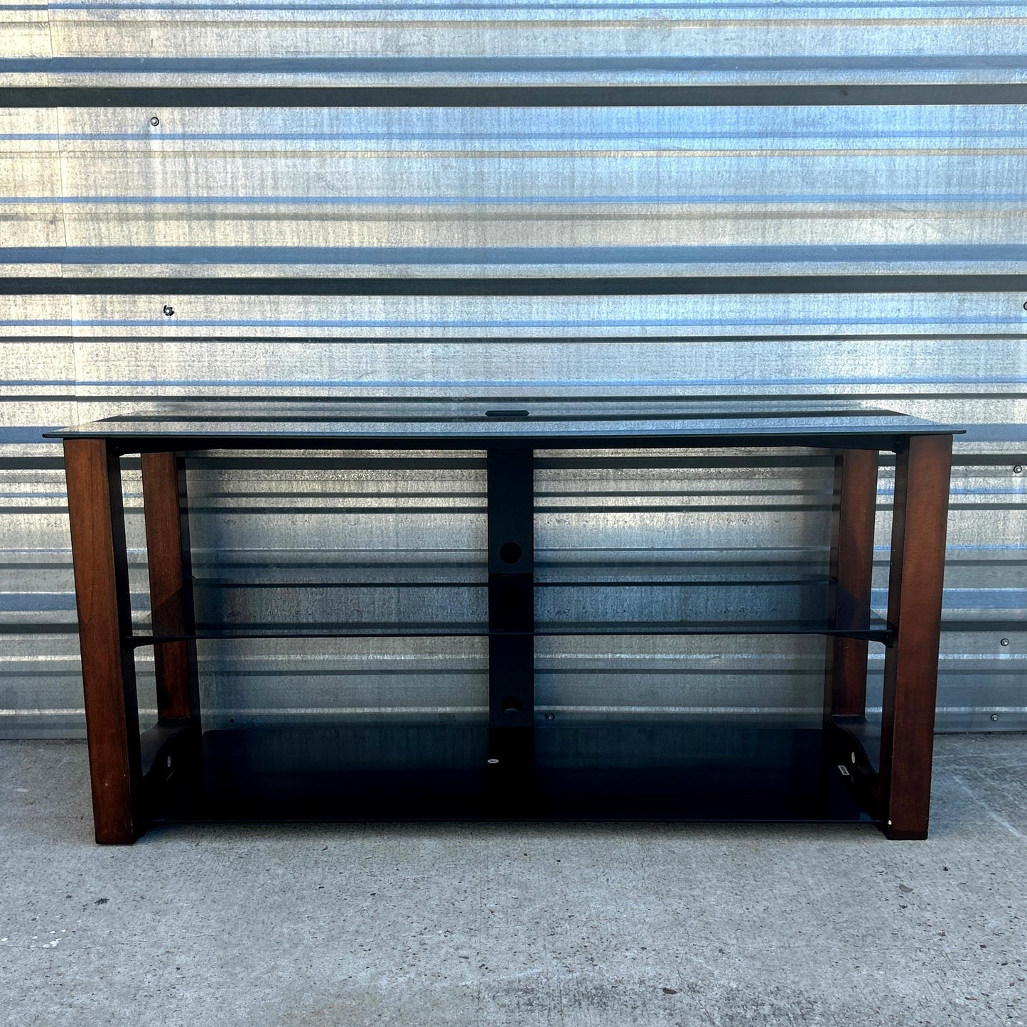 3 Tier Black Glass Entertainment Console