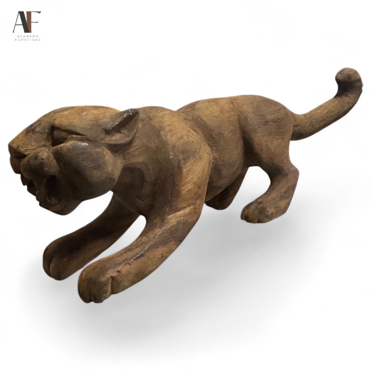 WOOD CARVED MOUNTAL LION