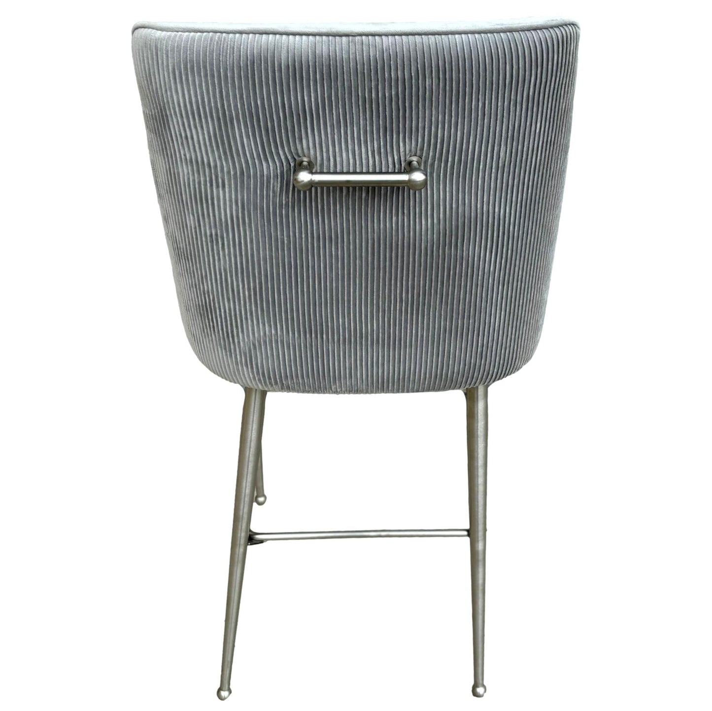 Set of 4 Pleated Light Gray Velvet Bar Stools