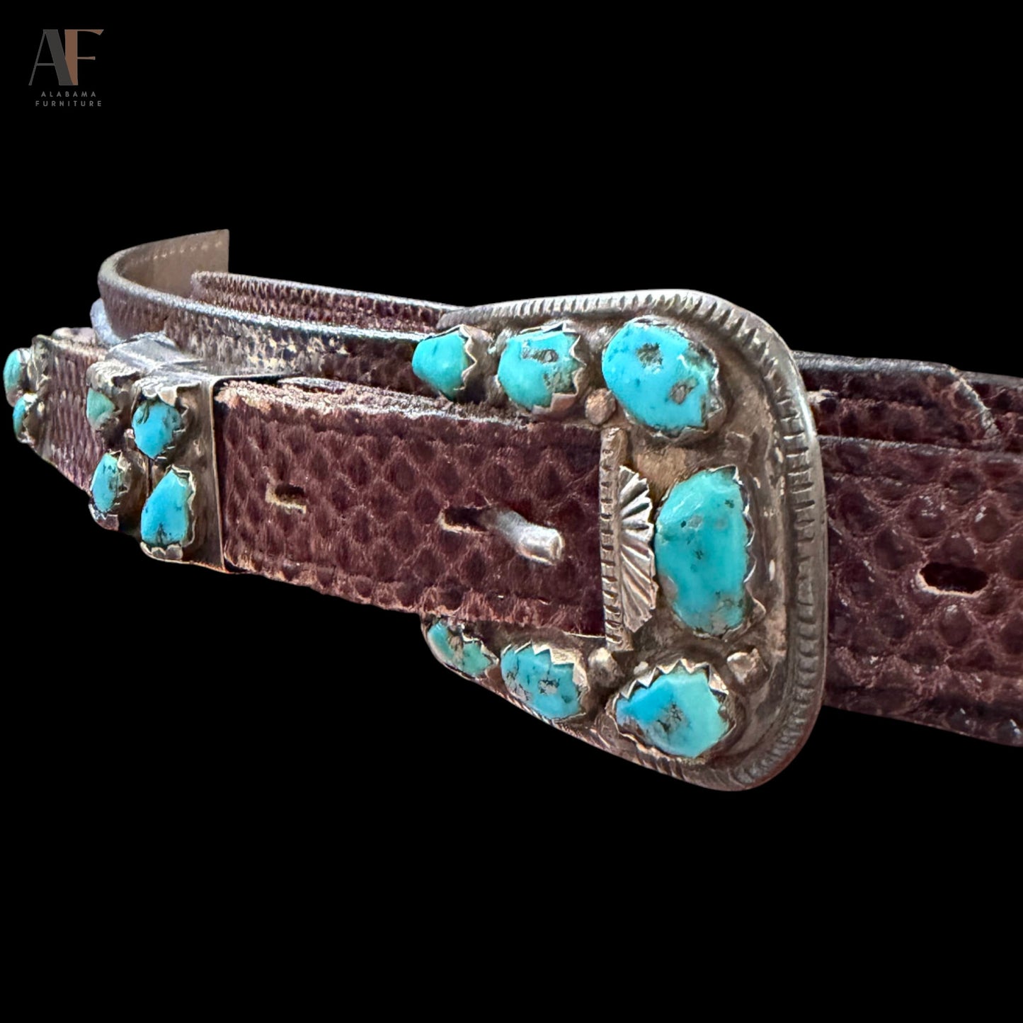 ANGELITA CHEAMA ZUNI TURQUOISE SNAKE SKIN BELT