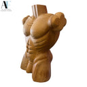 HAND - CARVED WOOD MALE TORSO SCULPTURE
