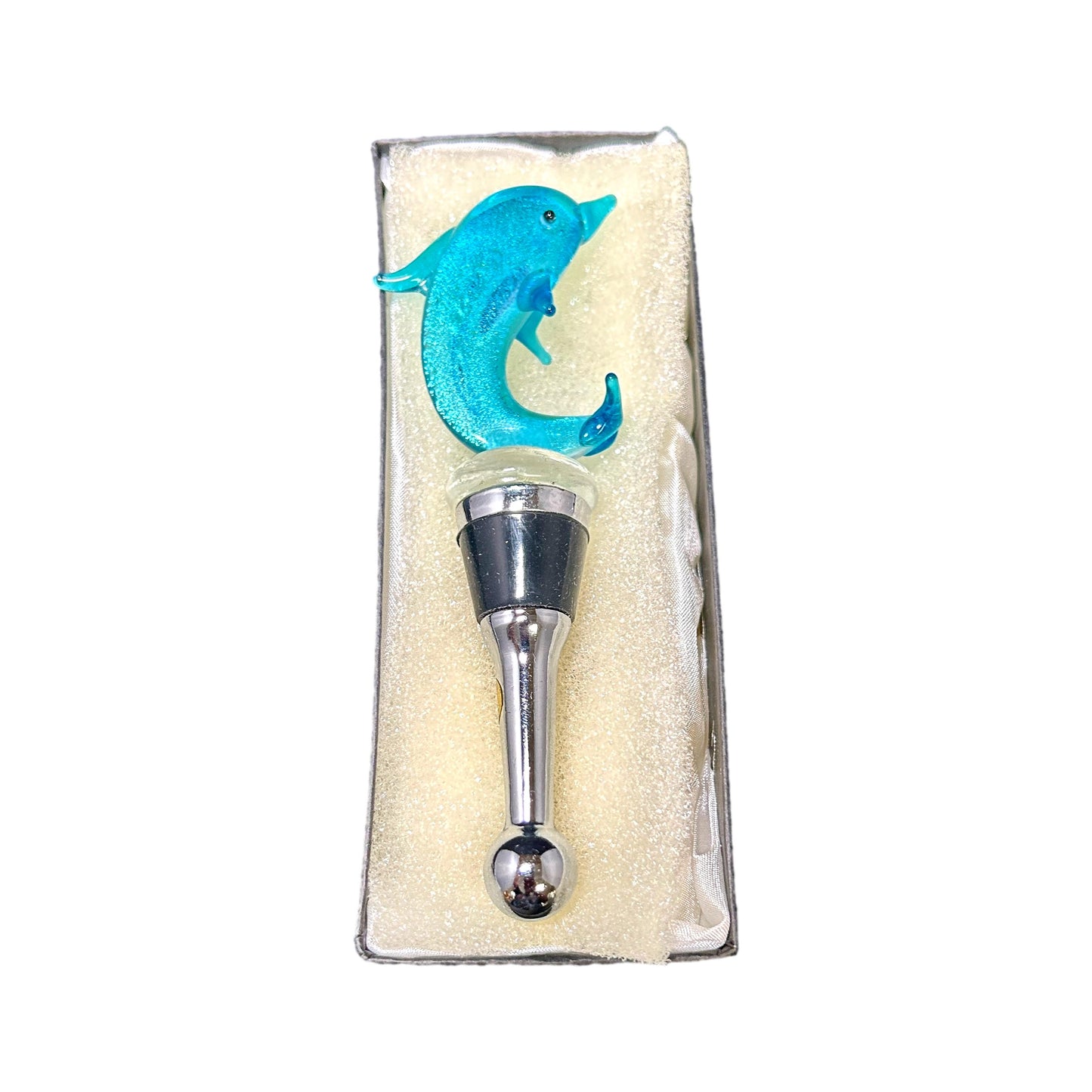 Glass Dolphin Wine Stopper