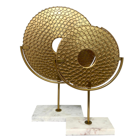 Pair of Decorative Gold/Marble Discs