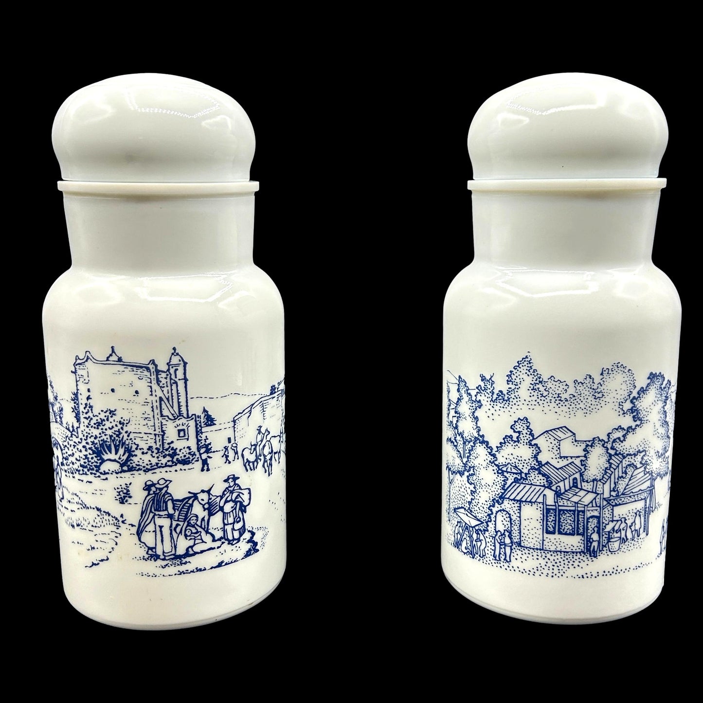 Pair of Apothocary Milk Glass Jars