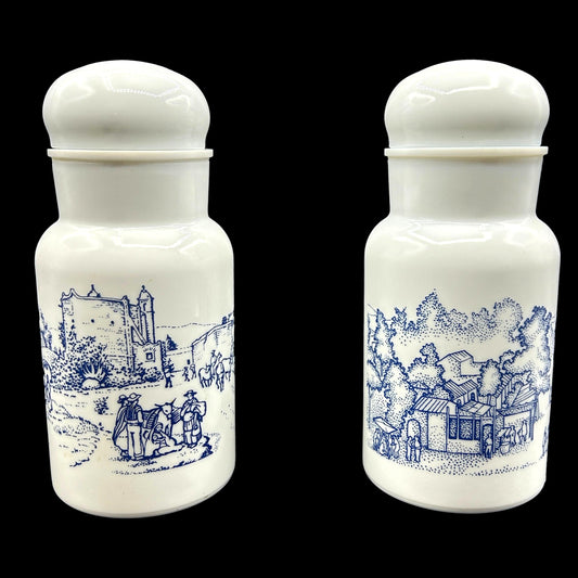 Pair of Apothocary Milk Glass Jars