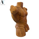 HAND - CARVED WOOD MALE TORSO SCULPTURE
