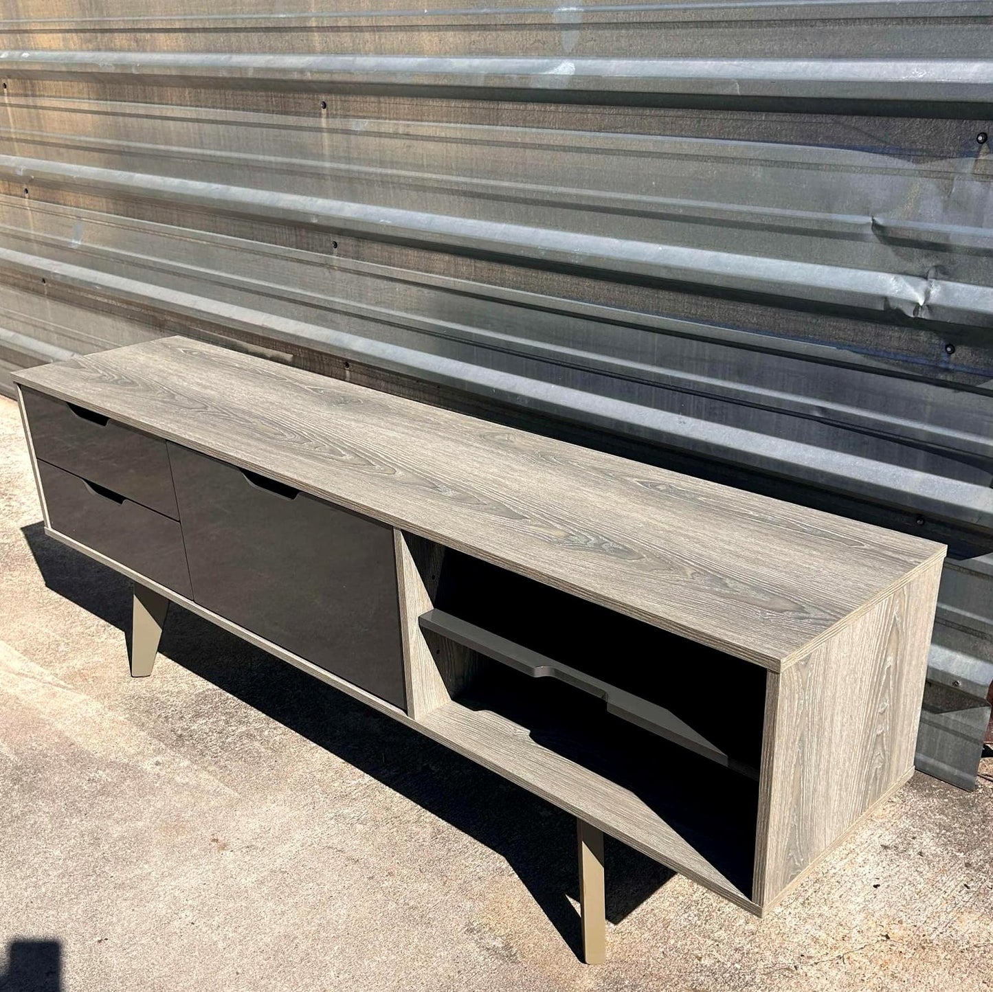 Gray  Whitewash Media  Console