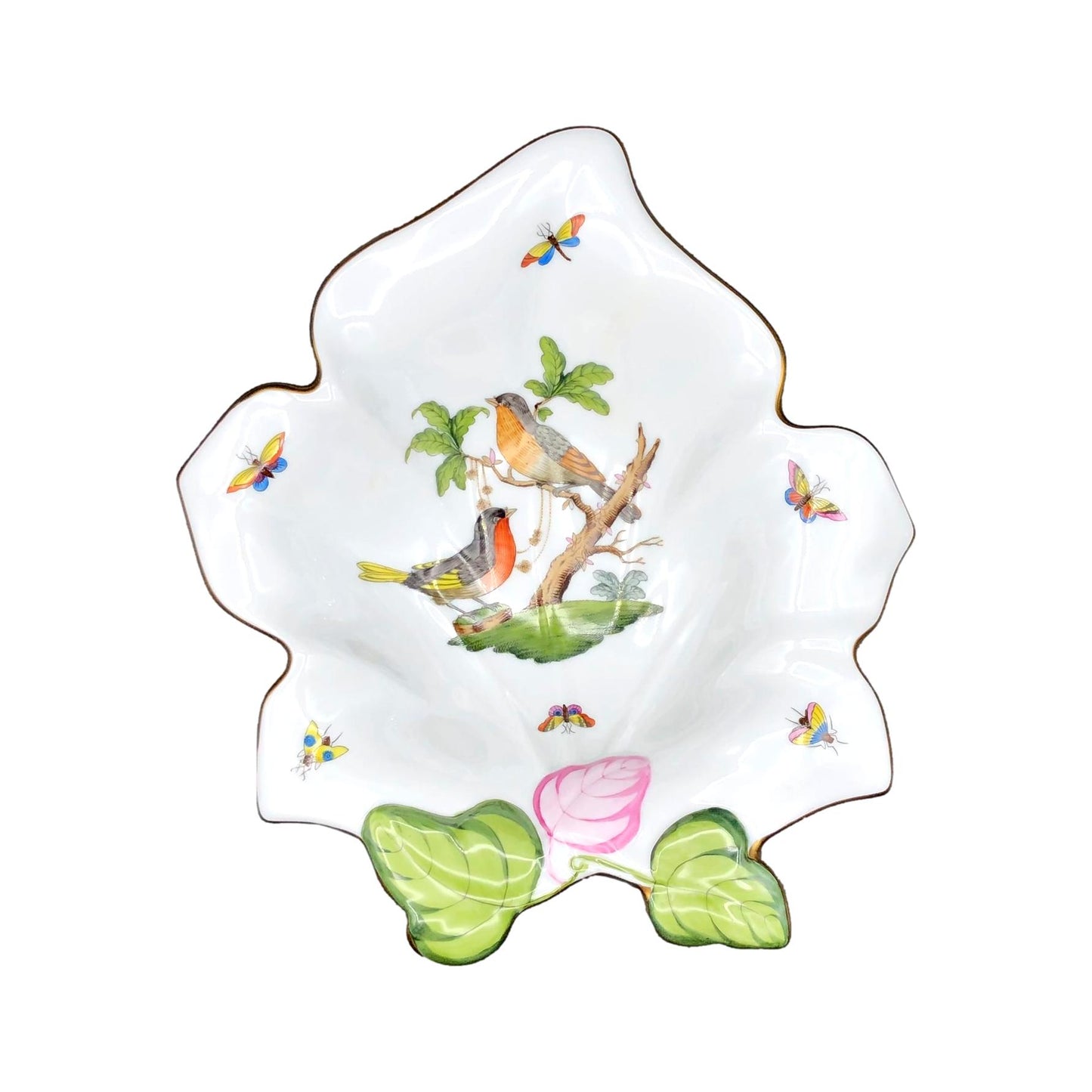 Herend Rothschild Bird Leaf Dish