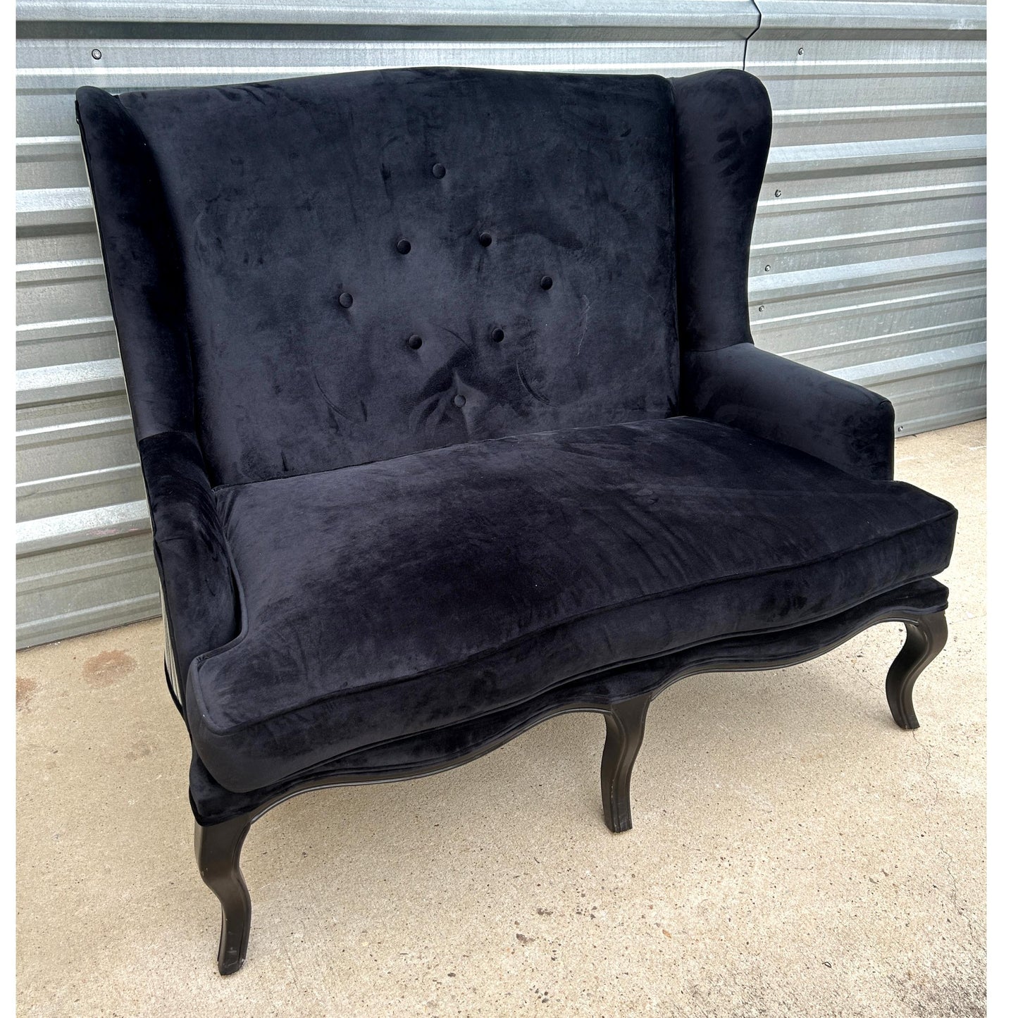 Black Velvet Tufted Highback Love Seat