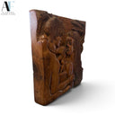 JOHN STONEY HAND-CARVED WOOD RELIEF OF ROMANTIC COUPLE