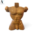 HAND - CARVED WOOD MALE TORSO SCULPTURE