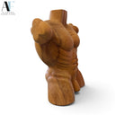HAND - CARVED WOOD MALE TORSO SCULPTURE