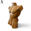 HAND - CARVED WOOD MALE TORSO SCULPTURE