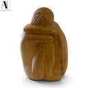 HAND-CARVED WOOD EMBRACING COUPLE SCULPTURE