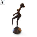 HAND-CARVED WOOD FEMALE SCULPTURE