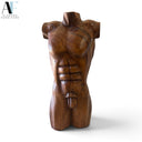 HAND-CARVED WOOD MALE TORSO