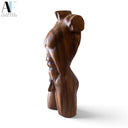 HAND-CARVED WOOD MALE TORSO