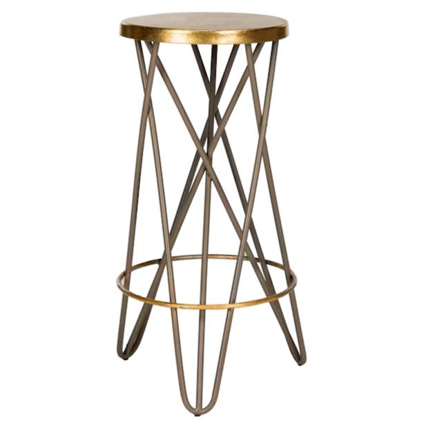 Pair of Lorna Gold And Beige Bar Stools