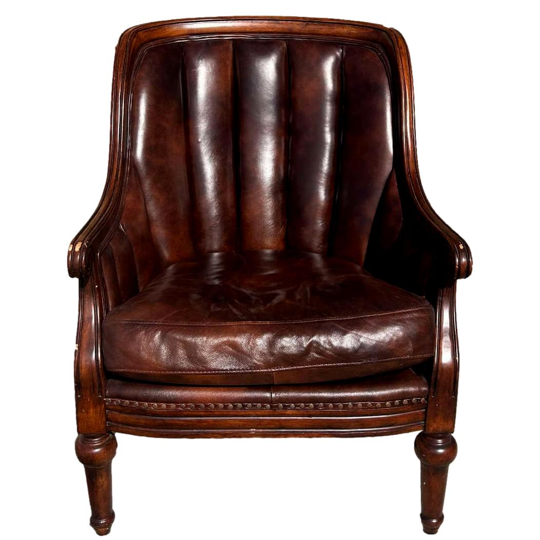 Camel Back Leather Arm Chair