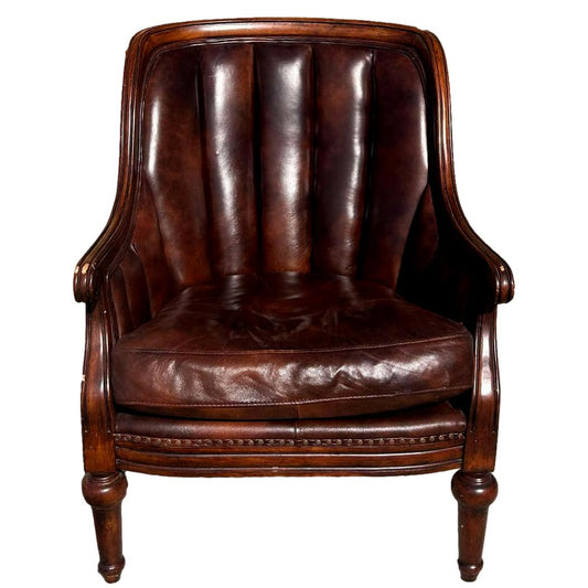 Camel Back Leather Arm Chair