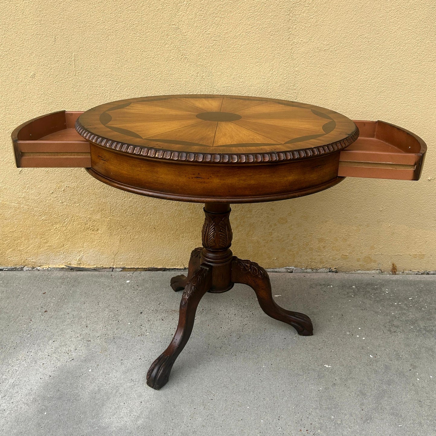 Vintage Inlaid Wood Parlor Table