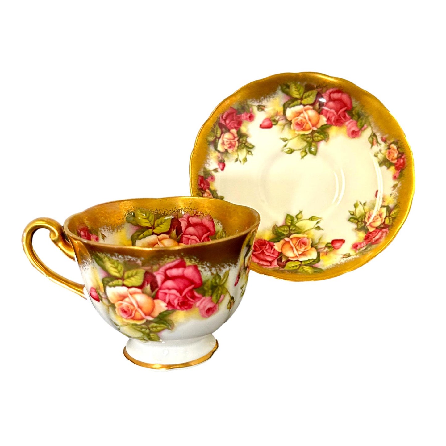 Royal Chelsea Golden Rose Cup & Saucer