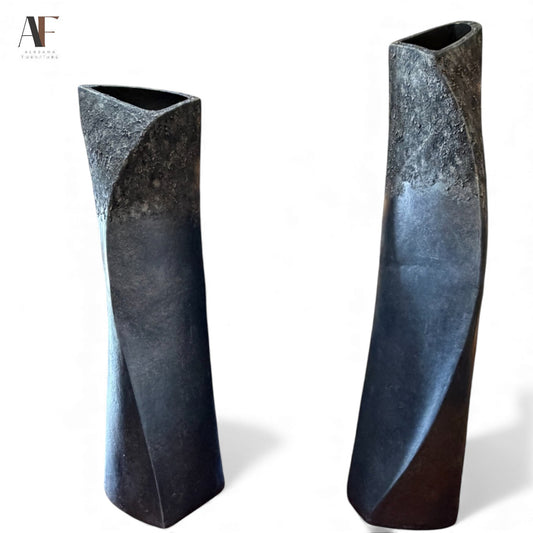 SCULPTURED VASES (PAIR)