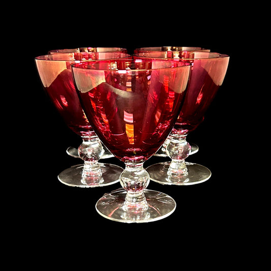 Set Of 5 Cranberry Glasses