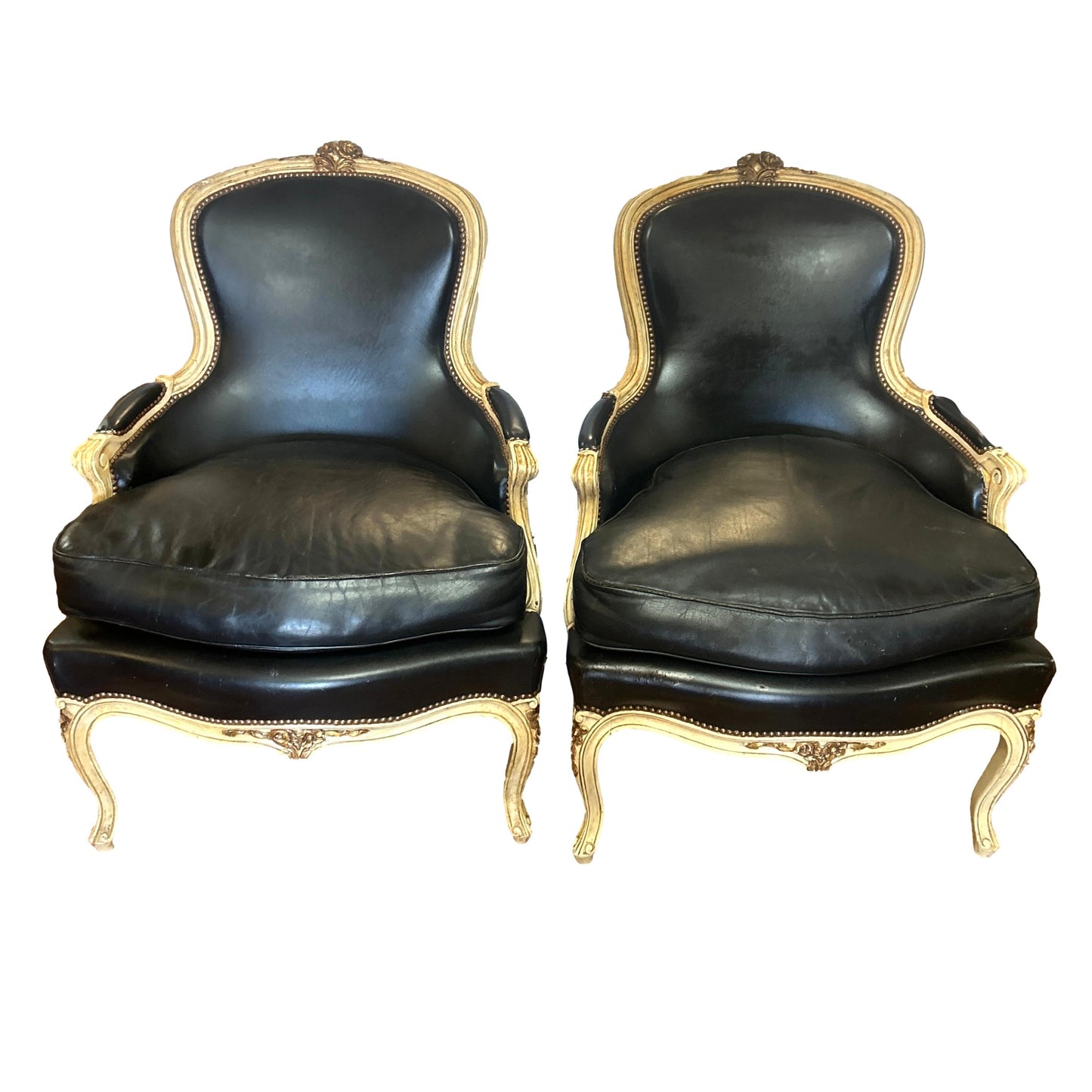 Pair of Vintage Berger Style Leather Chairs