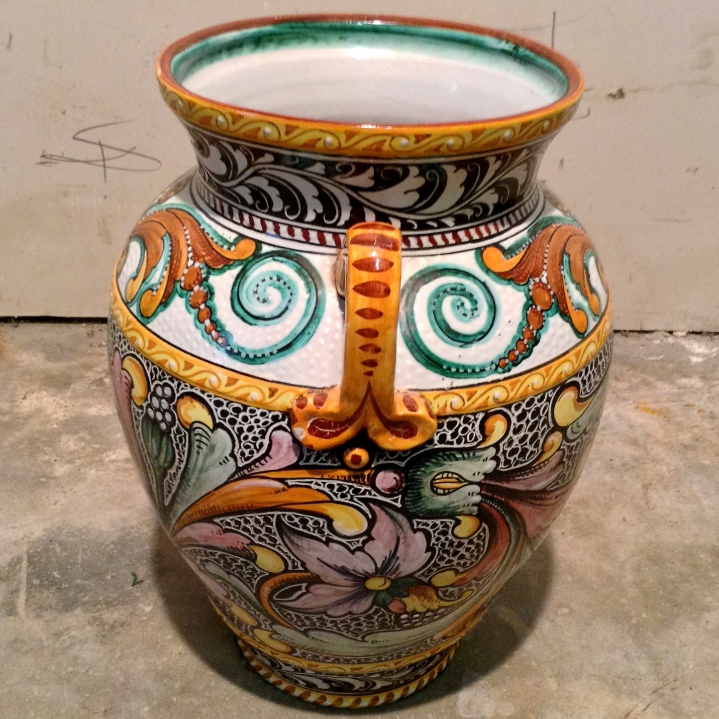 Italian Faince Handled Jar