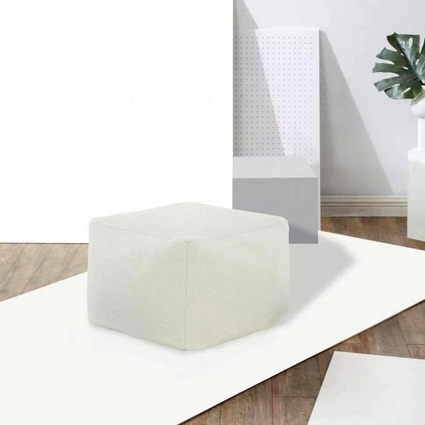 Samuels White Pouf Ottoman