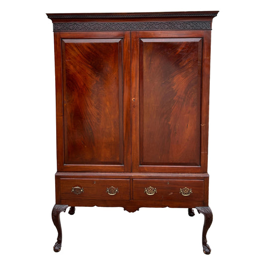 Flame Stitched Mahogany Armoire