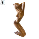 HAND-CARVED WOOD NUDE SCULPTURE