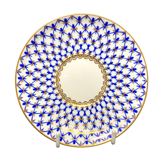 Russian Fishnet Blue and Gold Saucer