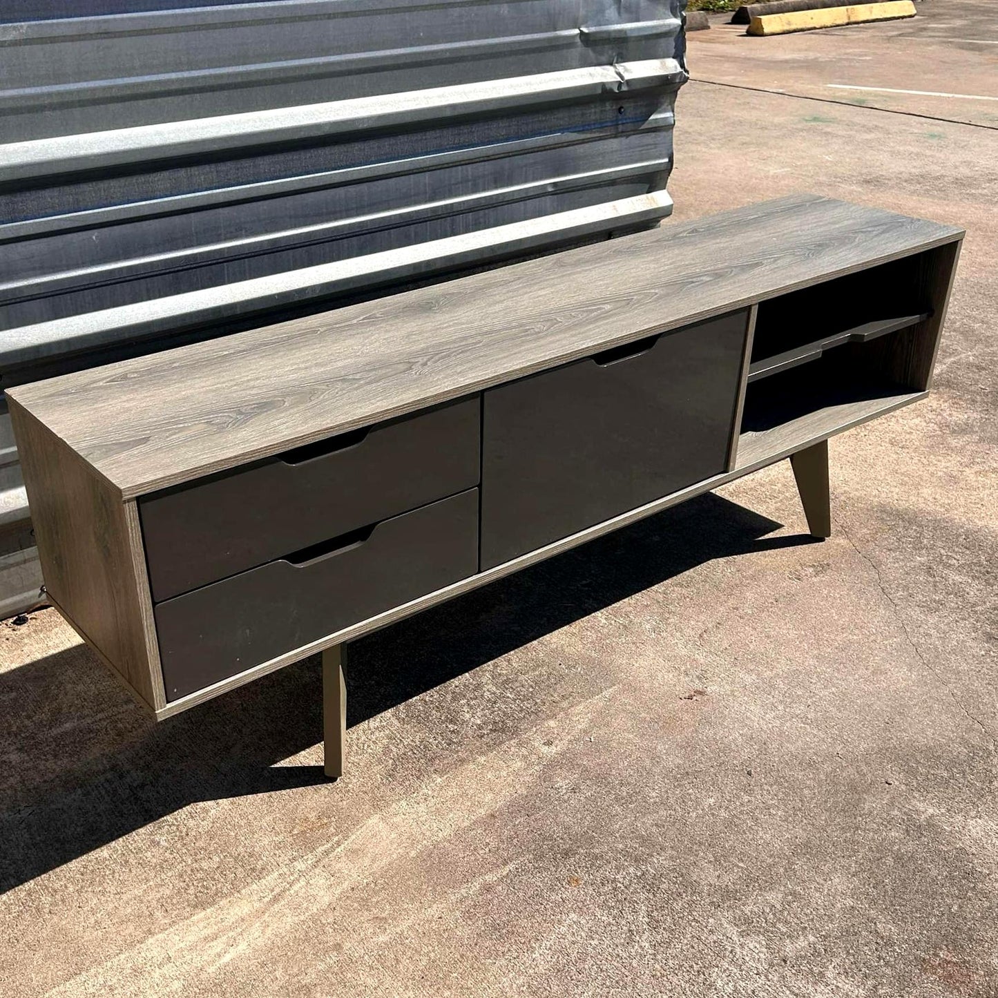 Gray  Whitewash Media  Console