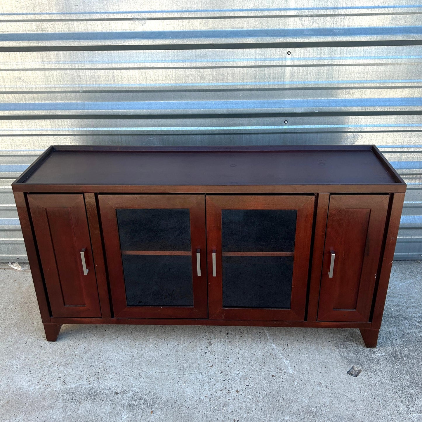 Wood And Glass Entertainment Console