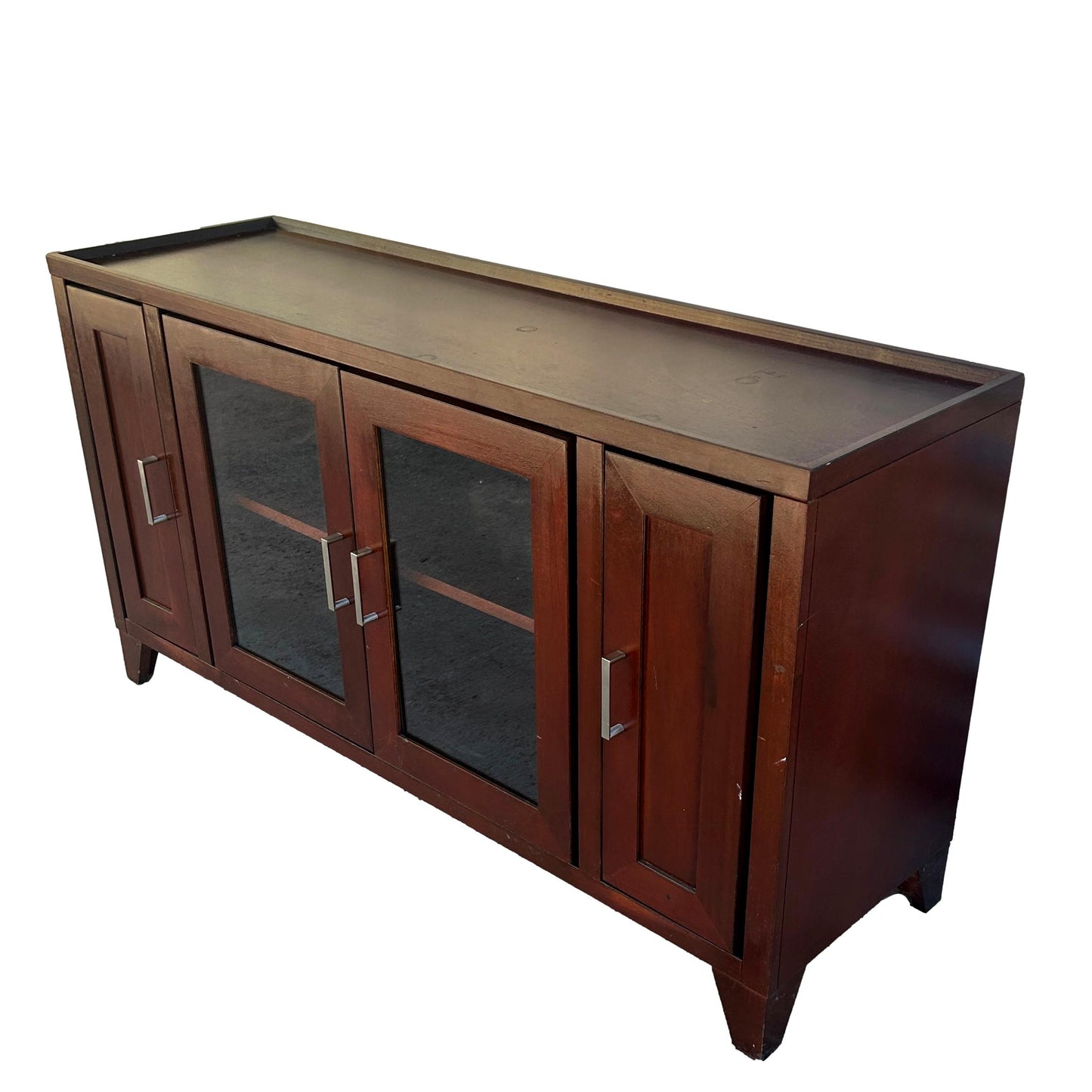 Wood And Glass Entertainment Console