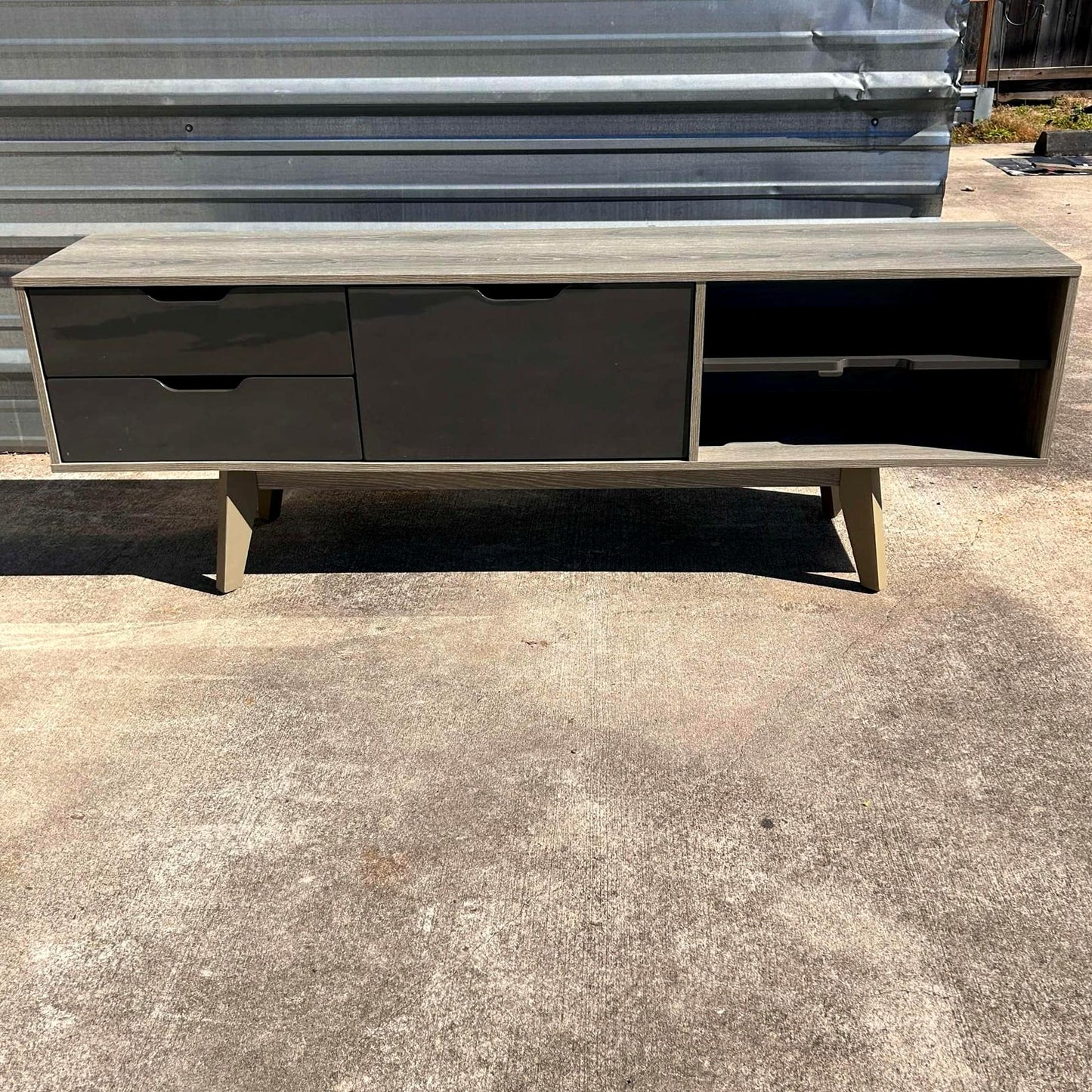 Gray  Whitewash Media  Console