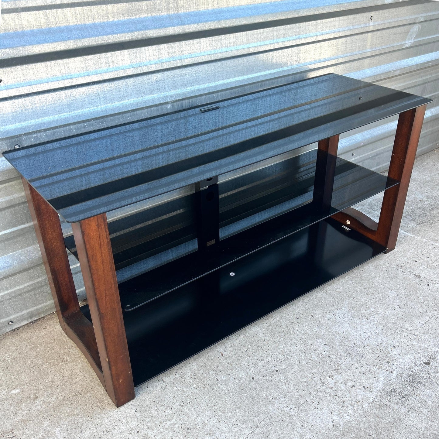 3 Tier Black Glass Entertainment Console