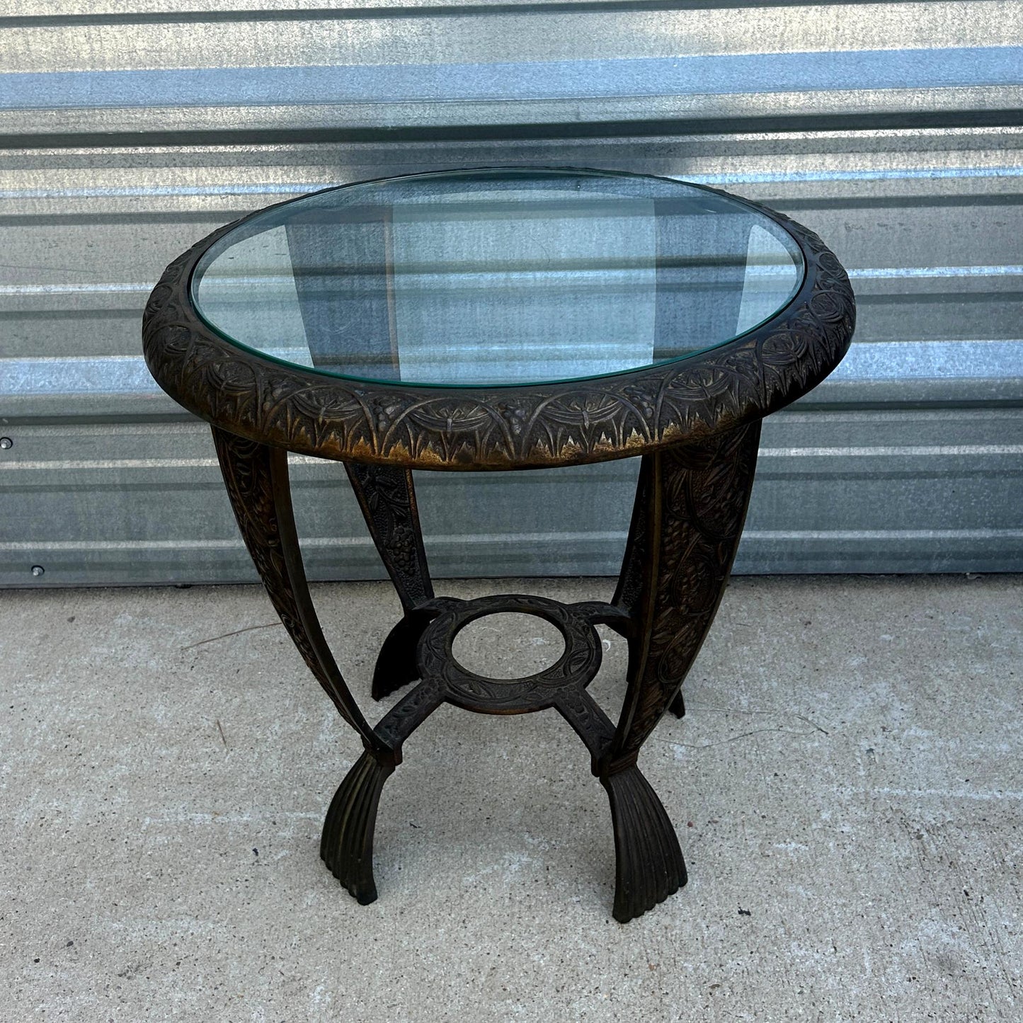 Glass Top Iron Side Table