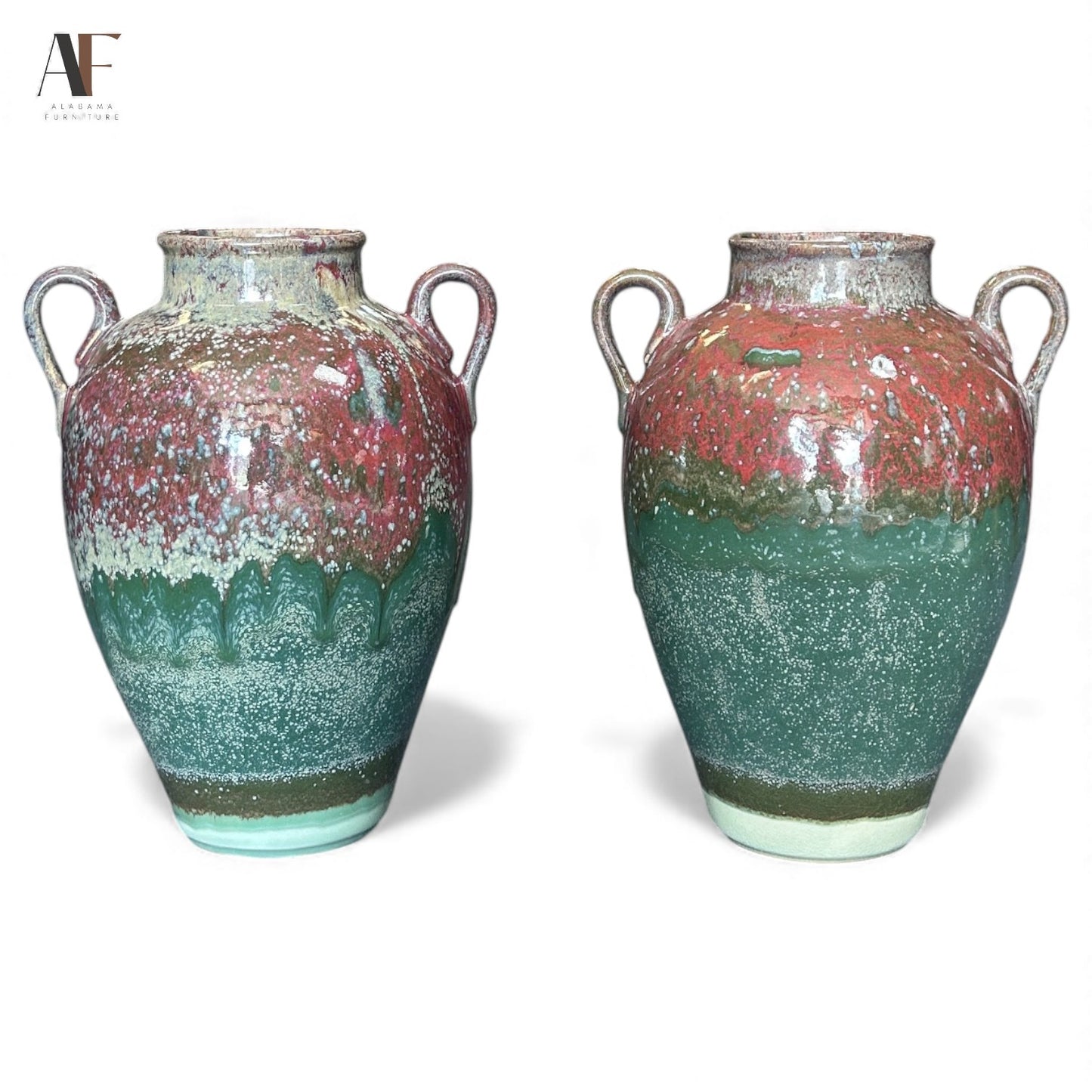 GLAZED POTTERY VASES (PAIR)
