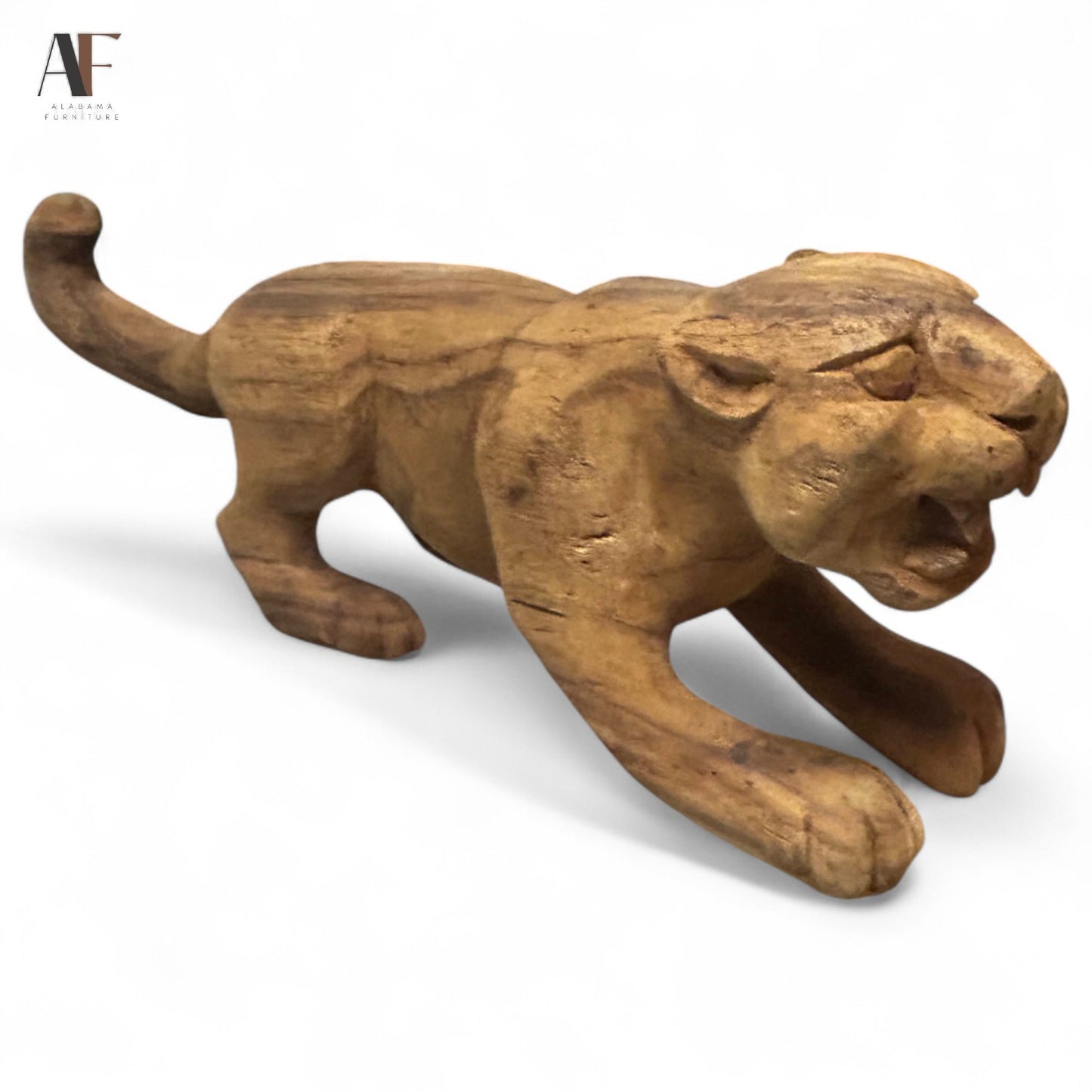 WOOD CARVED MOUNTAL LION