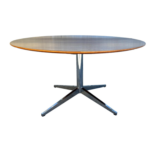 Florence Knoll Oak and Chrome Table
